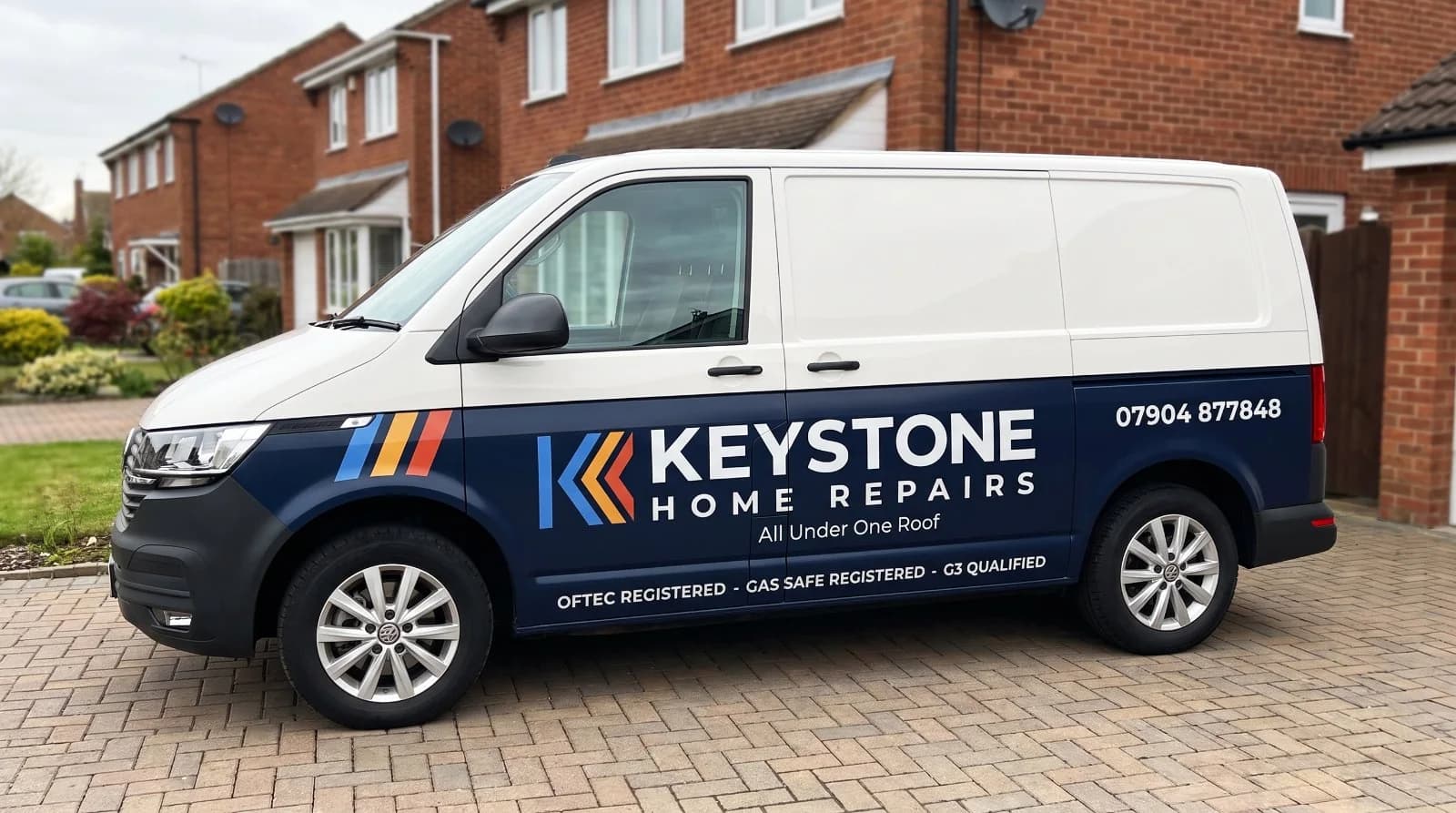 Keystone Home Repairs van on a job in Reading